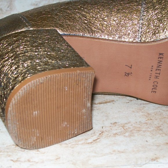 Kenneth Cole New York Women's Macey Kiltie Toe Dress Pump Square Toe Gold 7 1/2 - Picture 10 of 10